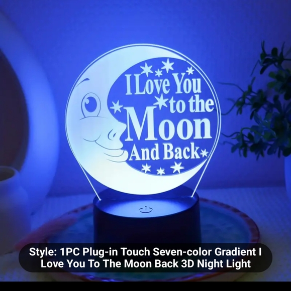 Touch sensitive 7 color love you to the moon and back 3D night light NIB - Picture 2 of 7